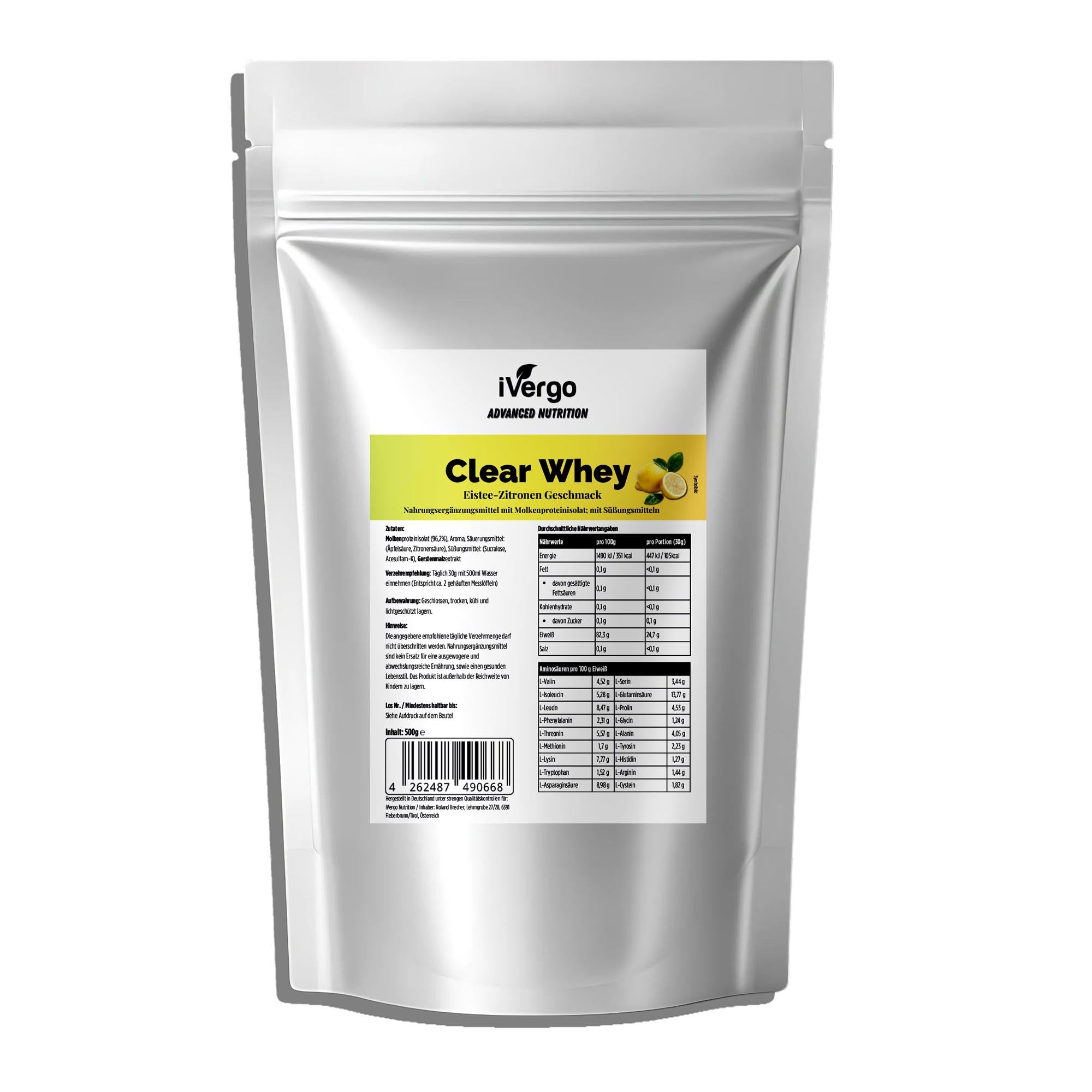 iVergo Clear Whey Isolat | Kristallklares Protein | 500 g