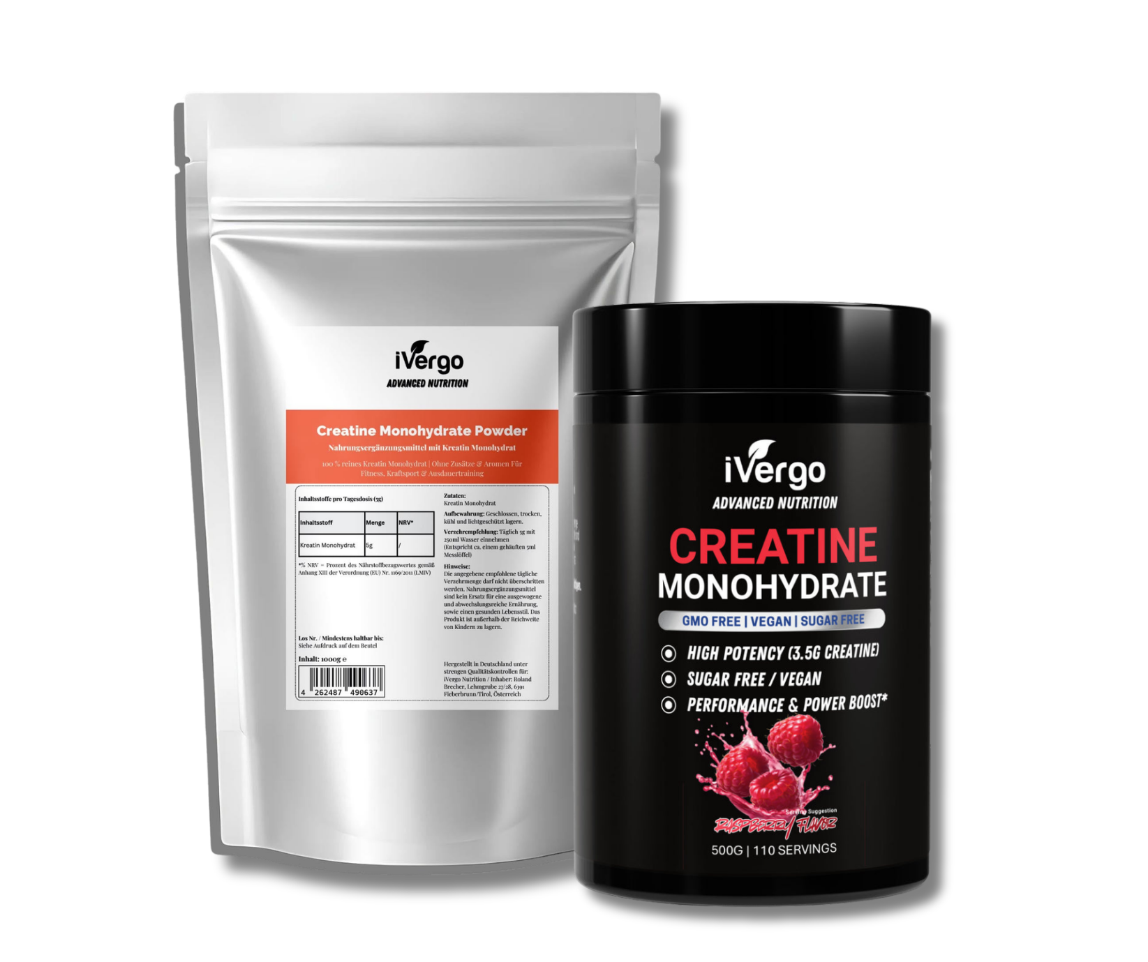 iVergo Kreatin Bundle | Fruchtige Dose & 100% Pure Refill | 1,5 kg Set